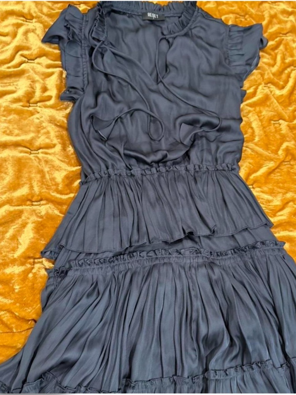 Reset  navy Tiered Ruffle Midi Dress